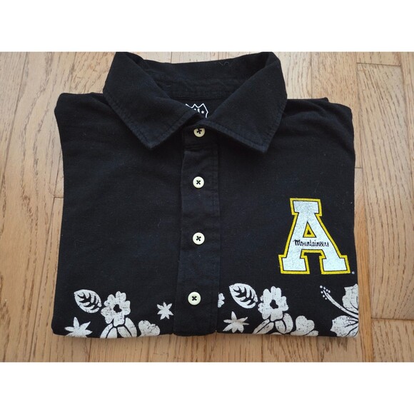 Appalachian State Mountaineers Floral Hawaiian Polo Shirt Black XL Wes & Willy - Picture 7 of 7